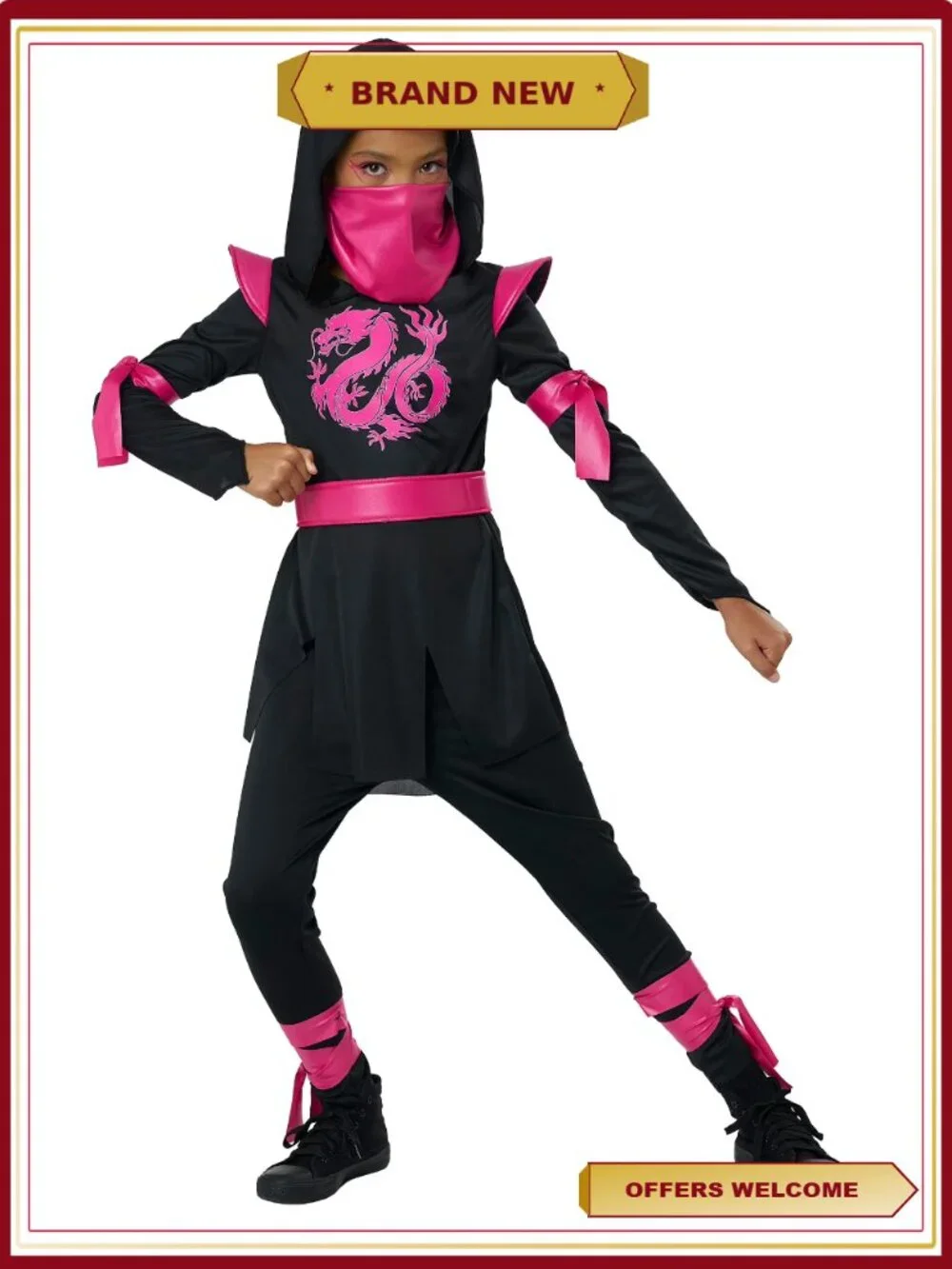 Children's Dragon Ninja Halloween Costume Size M 7/8